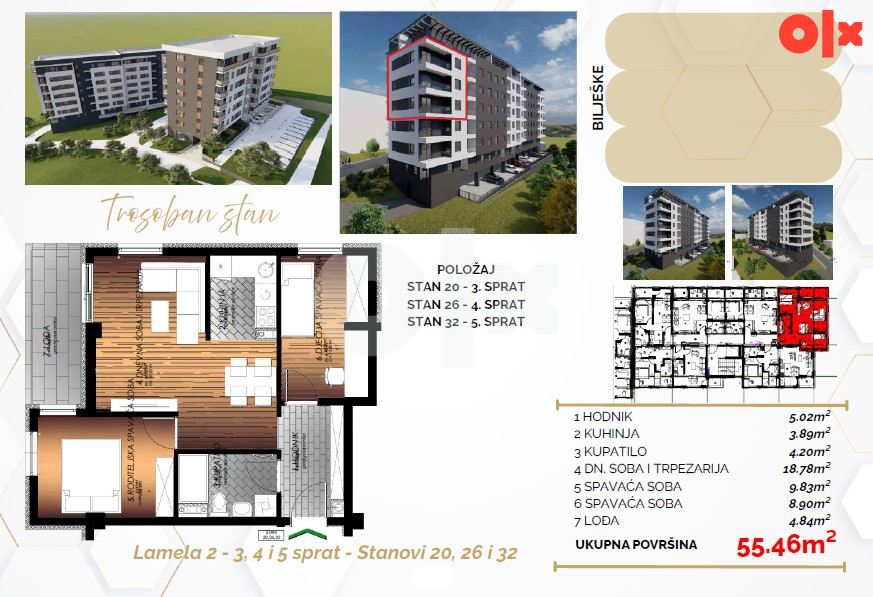 Trosoban stan 55m2 Starčevica Banja Luka - PANORAMSKI POGLED 8
