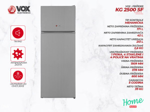 Vox frižider Sivi INOX KG 2500SF (ŠxVxD) 540x1450x570mm