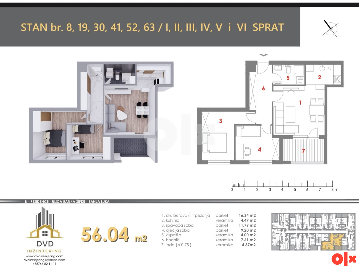 Stanovi od 49 do 70m2 u ulici Ranka Sipke pored naselja Panorama 7
