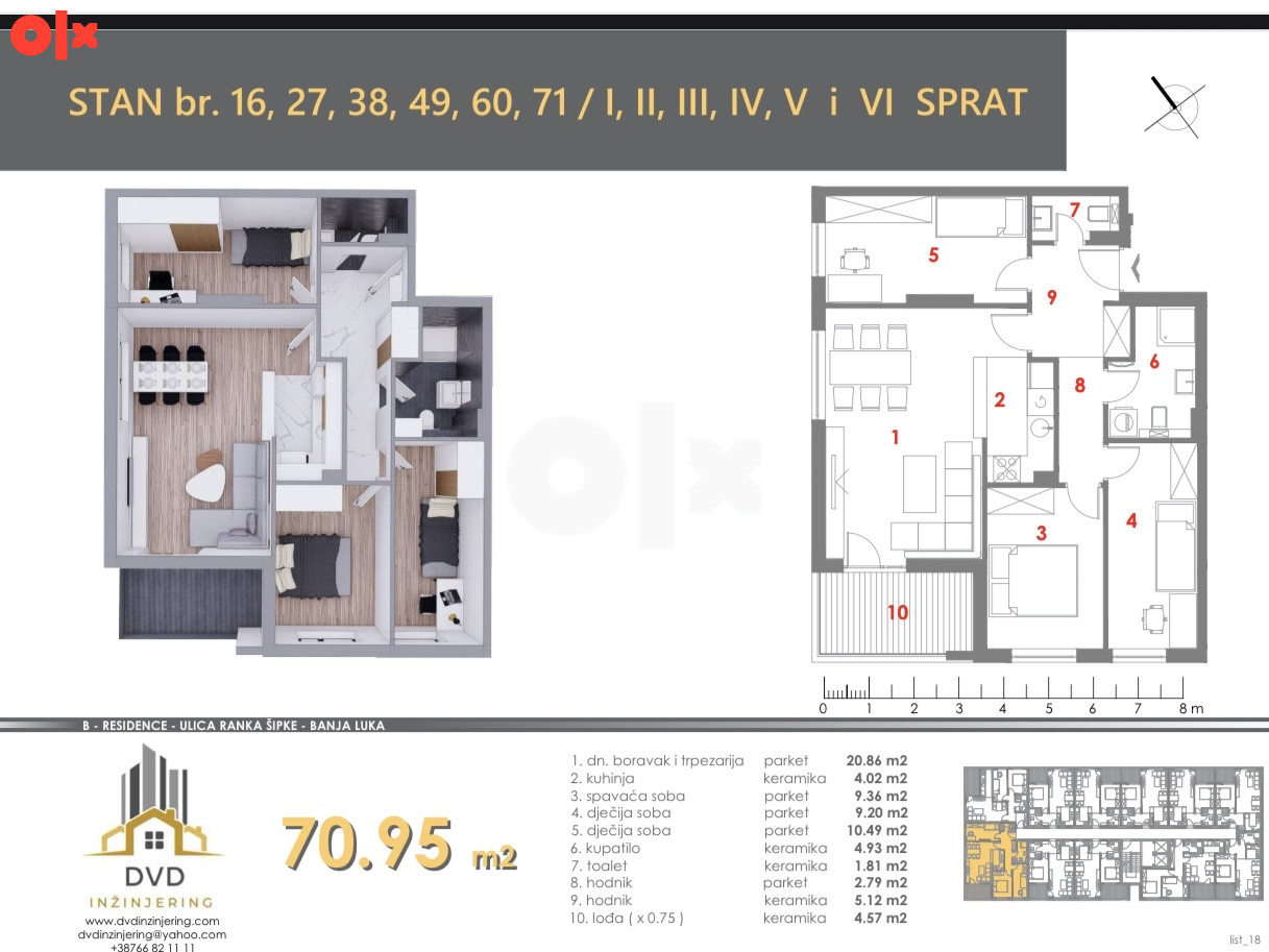 Stanovi od 49 do 70m2 u ulici Ranka Sipke pored naselja Panorama 2