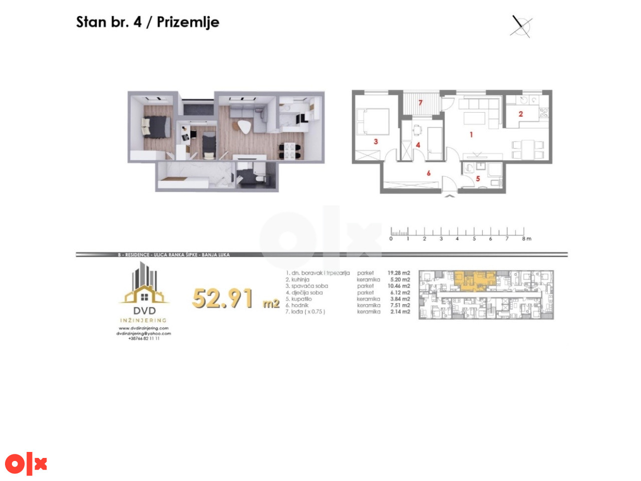 Stanovi od 49 do 70m2 u ulici Ranka Sipke pored naselja Panorama 11