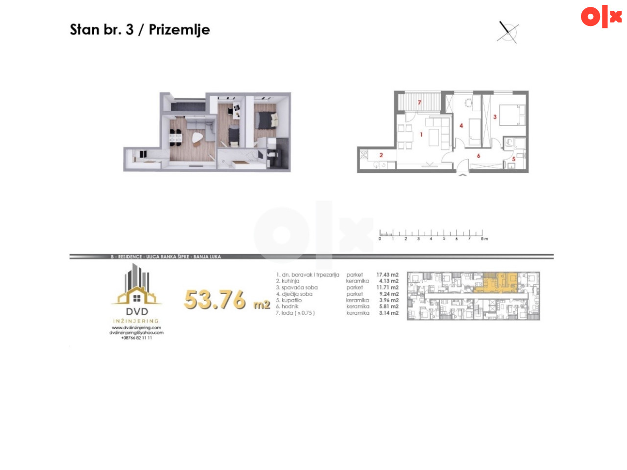 Stanovi od 49 do 70m2 u ulici Ranka Sipke pored naselja Panorama 12