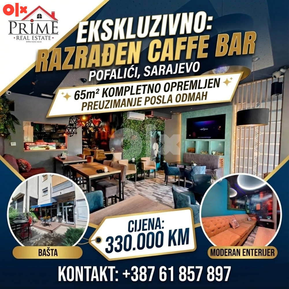 Opremljen poslovni prostor - kafic,  Novo Sarajevo - Pofalici