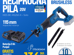 Scheppach AKU reciprocna pila lisicji rep BC-RS250 2Ah GRATIS