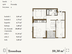 Trosoban stan 59,30m2 Hisete/Kočićev vijenac Banja Luka photo 5