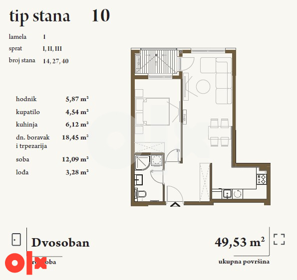 Dvosoban stan 49m2 Hisete/Kočićev vijenac Banja Luka 5