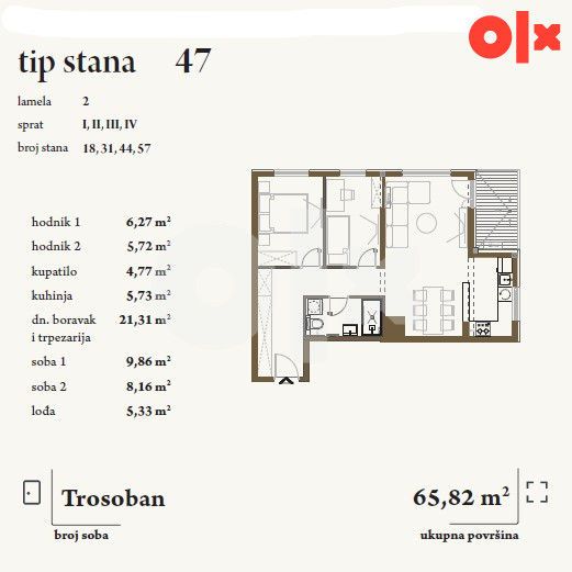 Trosoban stan 66m2 Hisete/Kočićev vijenac Banja Luka 5