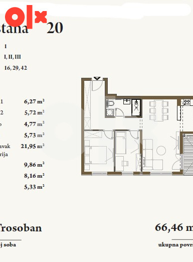 Trosoban stan 66m2 Hisete/Kočićev vijenac Banja Luka 9