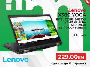 LAPTOP LENOVO YOGA X380 I5-8350U 8GB 128GB 13,3" TOUCH B, C KLASA