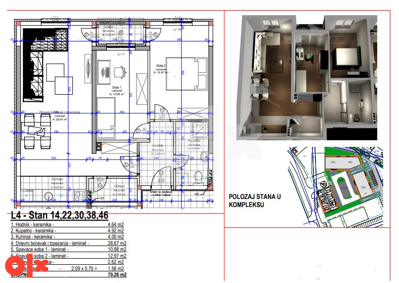 Trosoban stan 70m2 Budžak/Lazarevo Banja Luka 2