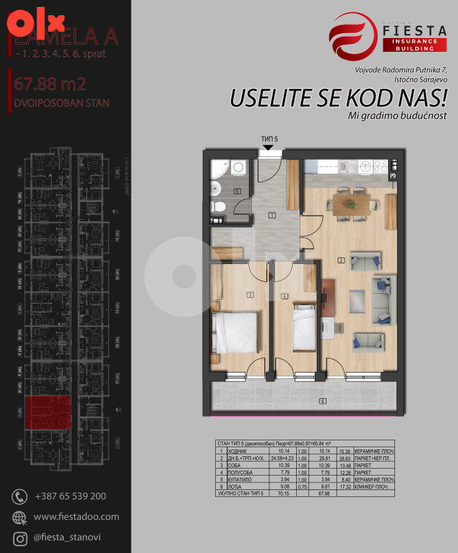 Stan Istočno Sarajevo 68m2