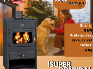 Kamin peć čvrsto gorivo, 9 kW Prity K-1