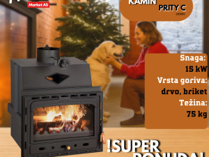 Prity ugradna kaminska peć na čvrsto gorivo Prity C - 15 kW