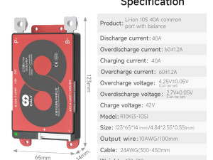 BMS Li-ion 36V 40A 10S Bluetooth Wireless
