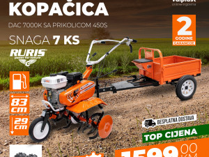 RURIS PILOT  benzinska freza DAC 7000 K 7KS  + 450S PRIKOLICA