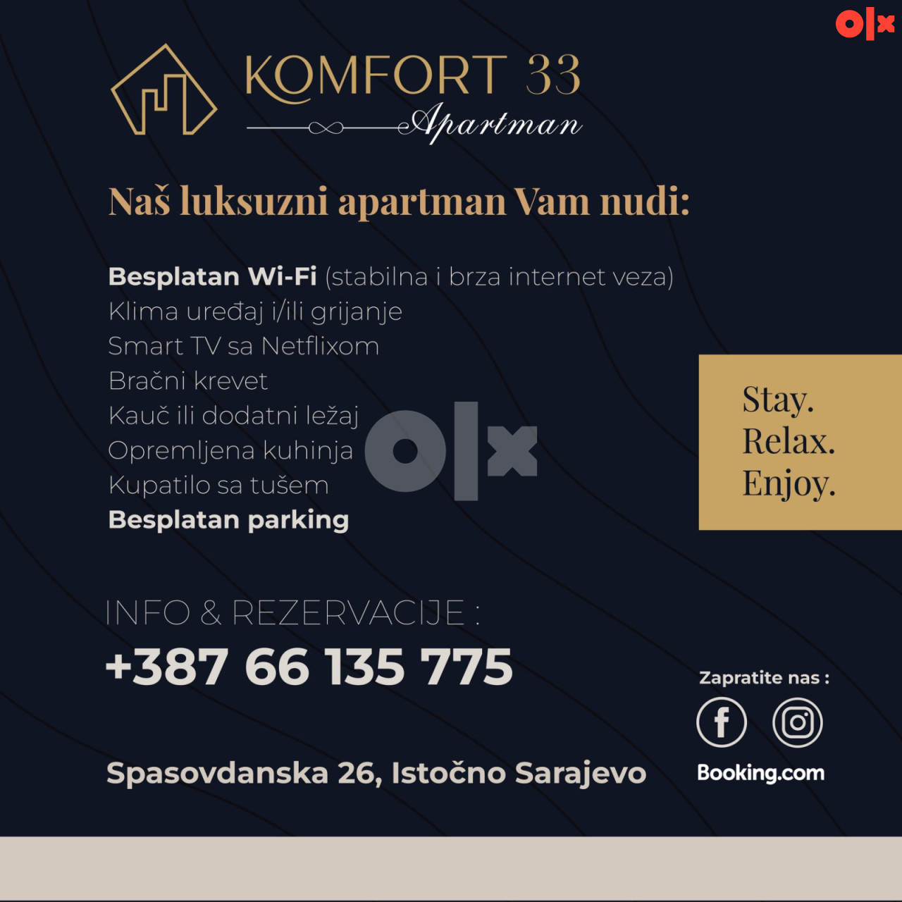 STAN NA DAN KOMFORT 33 ISTOCNO SARAJEVO LUKAVICA 24