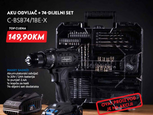 Scheppach aku bušilica odvijač sa 74 komada pribora IXES C-BSB74