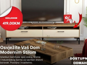 Garnitura namještaja za dnevni boravak Istanbul - orah, krem