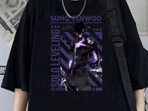 Solo Leveling Anime Manga Majica Men Women Crna Bez Unisex