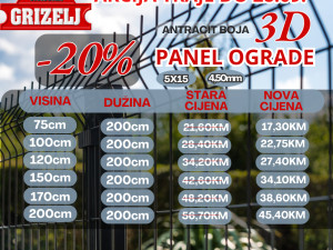 PANELNE OGRADE PANELI PANEL STUBOVI 3D 2D -20% AKCIJA TOP CIJENE