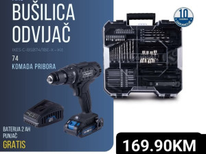 Aku busilica odvijac Scheppach + pribor u koferu 74 dijela, garan