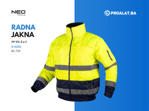 Radna jakna 3 u 1, izolirana, žuta i tamnoplava 81-714 NEO TOOLS