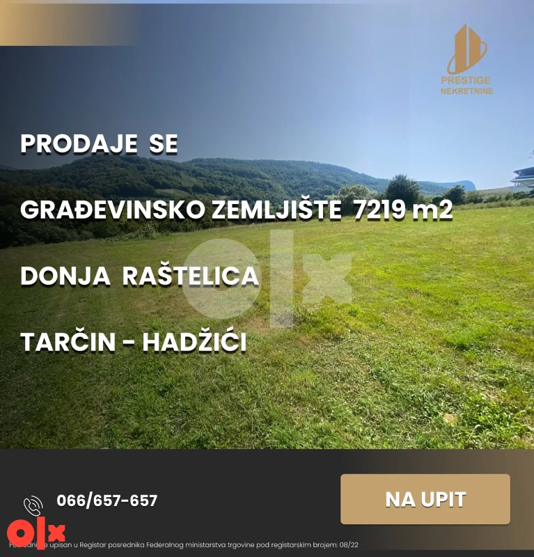 Zemljište 7219 m2 - Donja Raštelica - Tarčin/Hadžići
