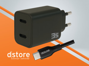 REDLINE Punjač sa USB-C kablom,  2 x USB-C, brzi dstore