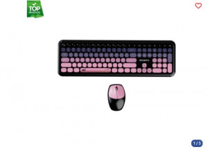 Retro set bežična tastatura i miš MOFII 666 crno roza 043735