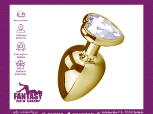 Metalni Butt Plug "Kristal Zlatni" | Sex Shop Fantasy