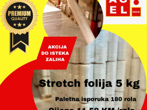 Stretch folija 5 kg 23 my  180 rola   paleta