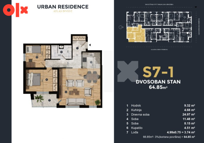 Trosoban stan 65m2 Budžak/Lazarevo Banja Luka 4