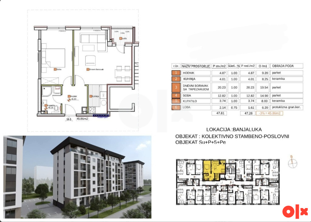 Dvosoban stan 45m2 Budžak Banjaluka 3