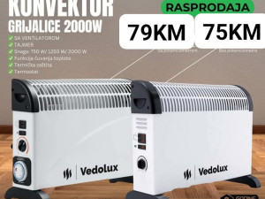 Konvektor grijalice 2000W, sa termostatom, garancija 2g