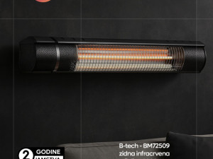 Infracrvena grijalica 2000W - Zidna - B-tech - BM72509