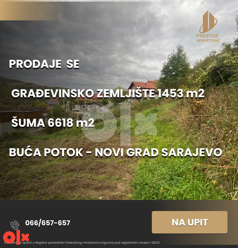 Zemljište 1453m2 i šuma 6618m2 - Buća Potok - Novi Grad