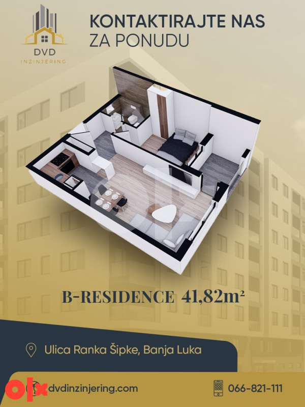 Stanovi od 41.70m2 do 43m2 u izgradnji u ulici Ranka Šipke 3