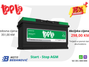 TOPLA akumulator 12V 95Ahbaterija ECODRY AGM START STOP *AKCIJA*