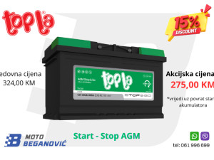 TOPLA akumulator 80Ah 12V baterija ECODRY AGM START STOP *AKCIJA*