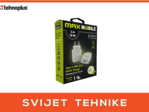 Punjač Maxmobile 2u1 QC 3.0 QUICK CHARGE USB+ TYPE-C 18W