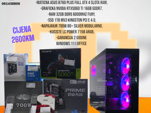 Gaming PC Intel I5-14400F, RTX5060TI, 32GB DDR5, 1TB SSD