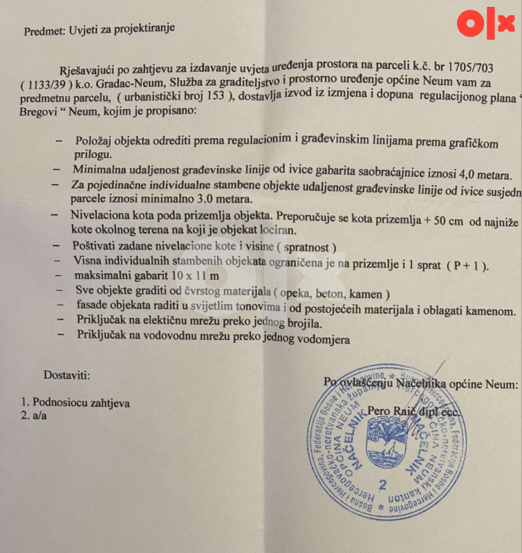 Zemljište  gradzevinsko NEUMU 5