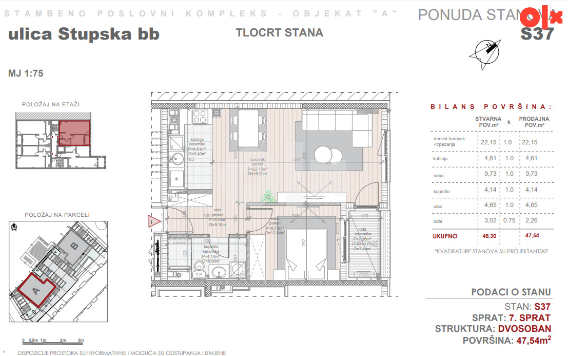 Stup | S37 47.54 m² LA | Novogradnja |  Ulica Stupska - Ansicht 5