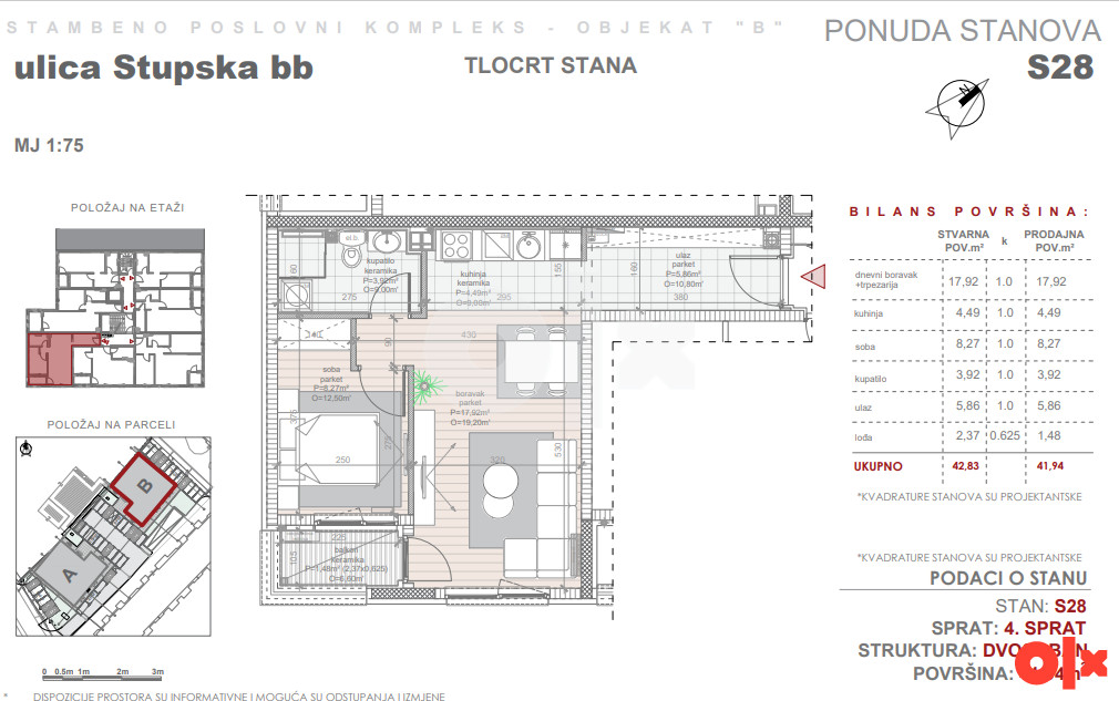 Stup | S28 41.94 m² LB | Novogradnja | Ulica Stupska - Widok 5