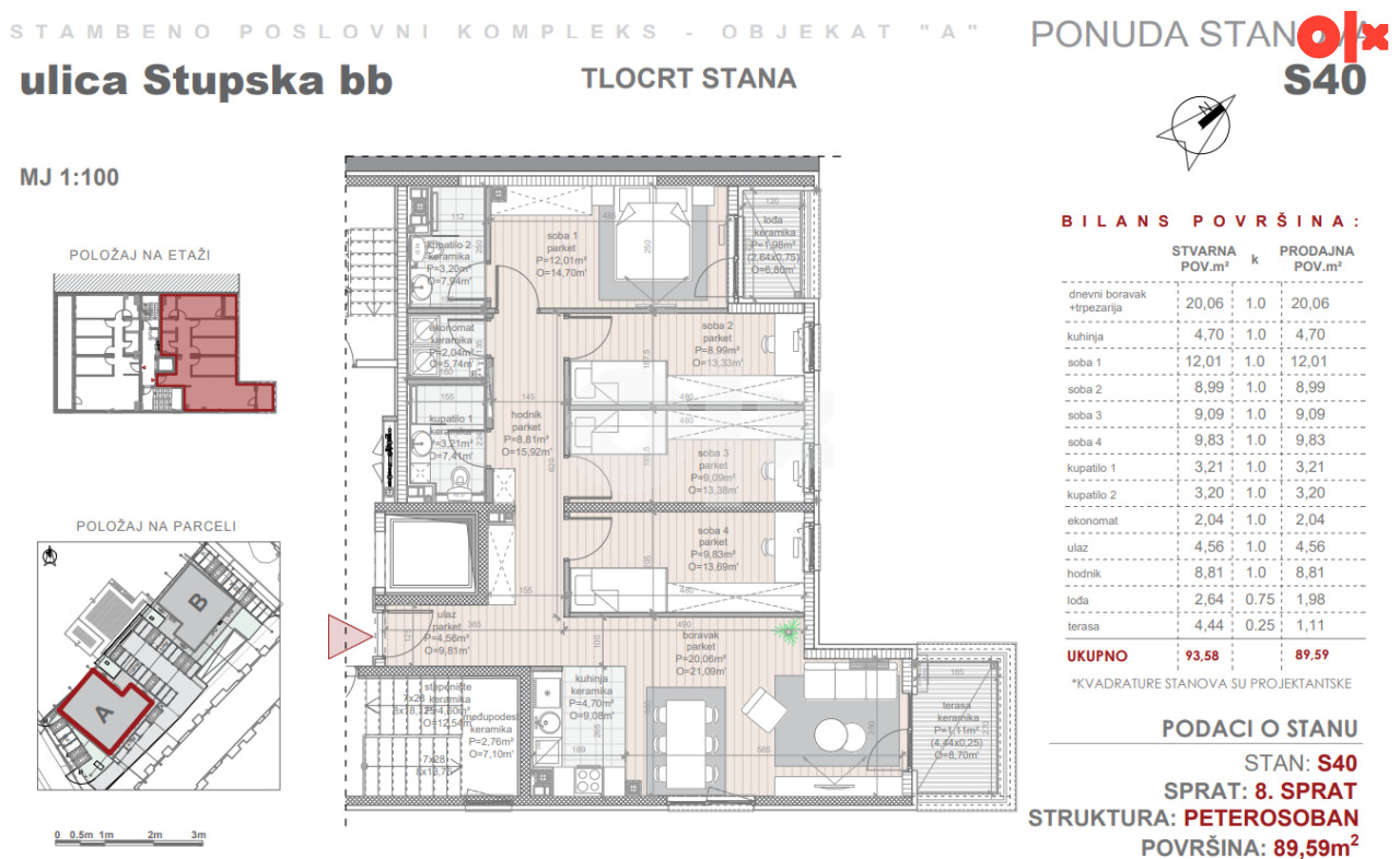 Stup | S40 89.59m2 LA | Novogradnja | Ulica Stupska 5