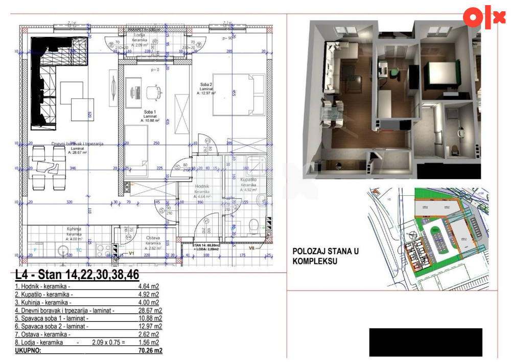 Stan 70,26 m2 Budžak iza Binga 3