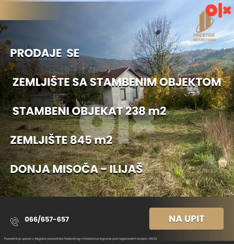 Kuća 238m2 - Zemljište 845 m2 - Donja Misoča - Ilijaš