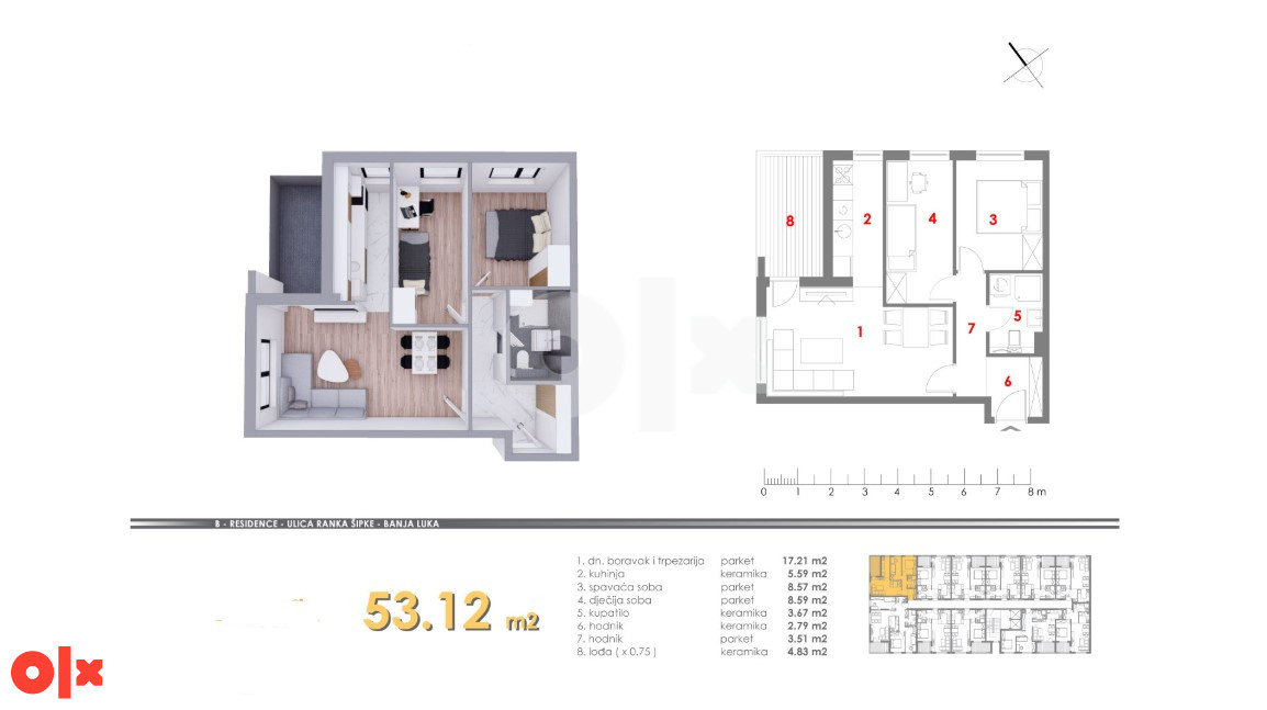 Trosoban stan 53m2 Mjesec Banja Luka 5