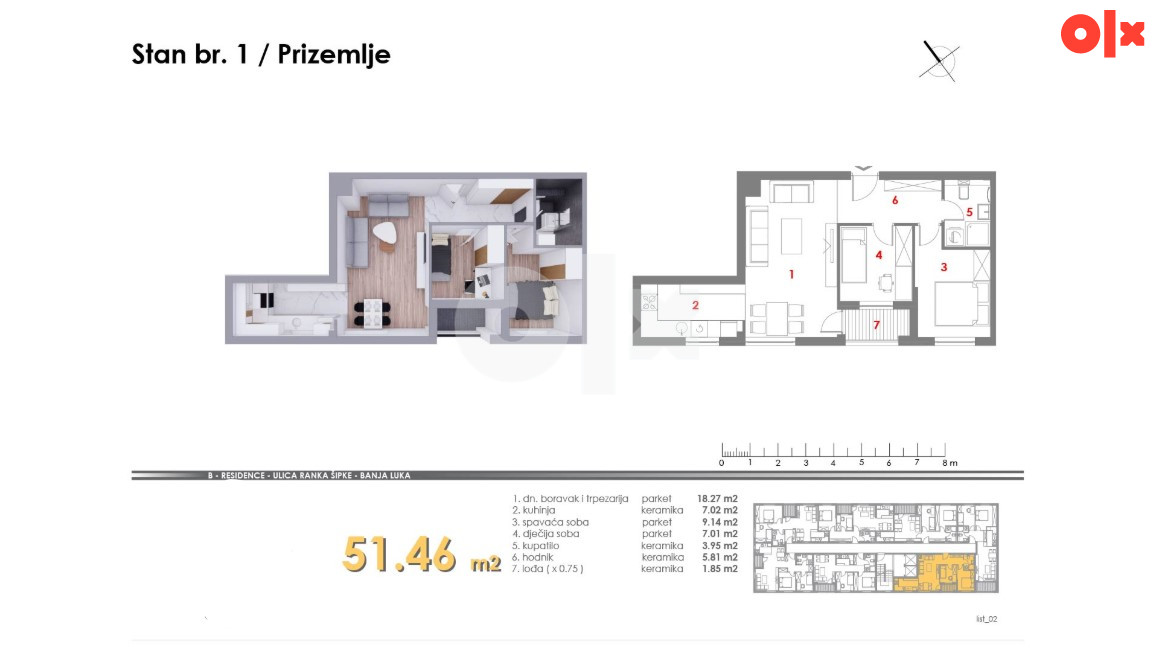 Trosoban stan 53m2 Mjesec Banja Luka 6