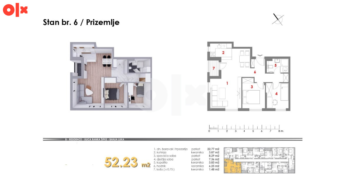 Trosoban stan 53m2 Mjesec Banja Luka 7